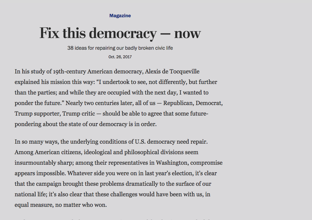 38 Ways to Fix Democracy